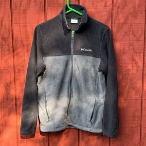 Columbia Men’s Full Zip Fleece Jacket Pockets Long Sleeve Gray‎ Black Small